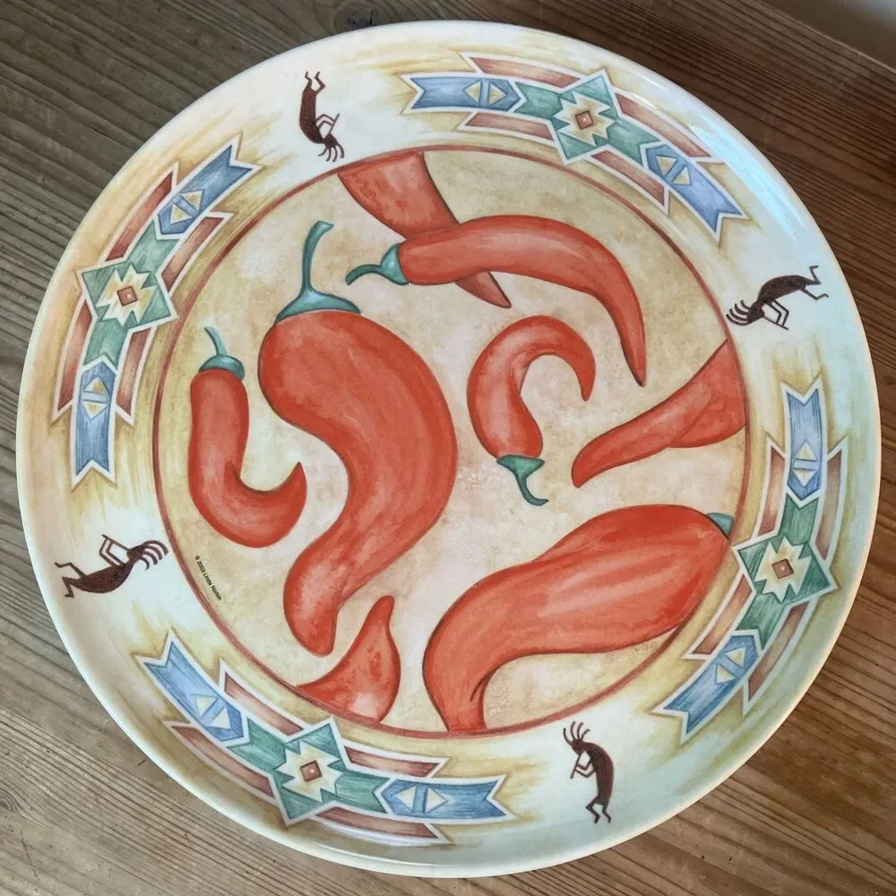 VTG Precidio Linda Norton 2003 Southwestern Chile Kokopelli Melamine Plates (13)